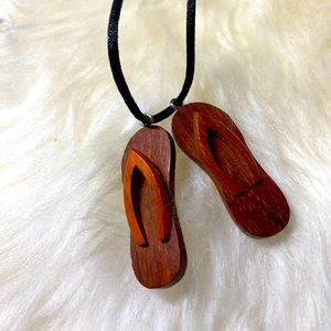 Wood flip flop necklace